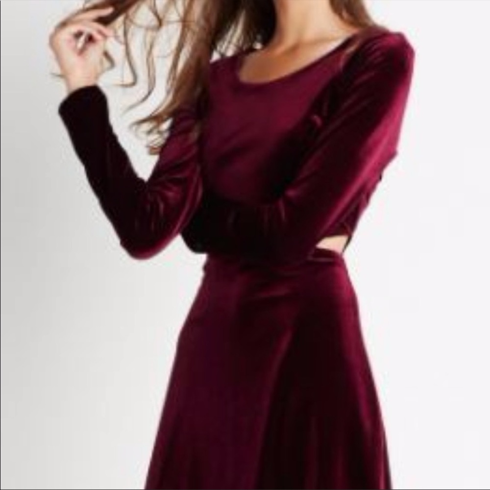 BCBG Velour Red Christmas Cutout Dress